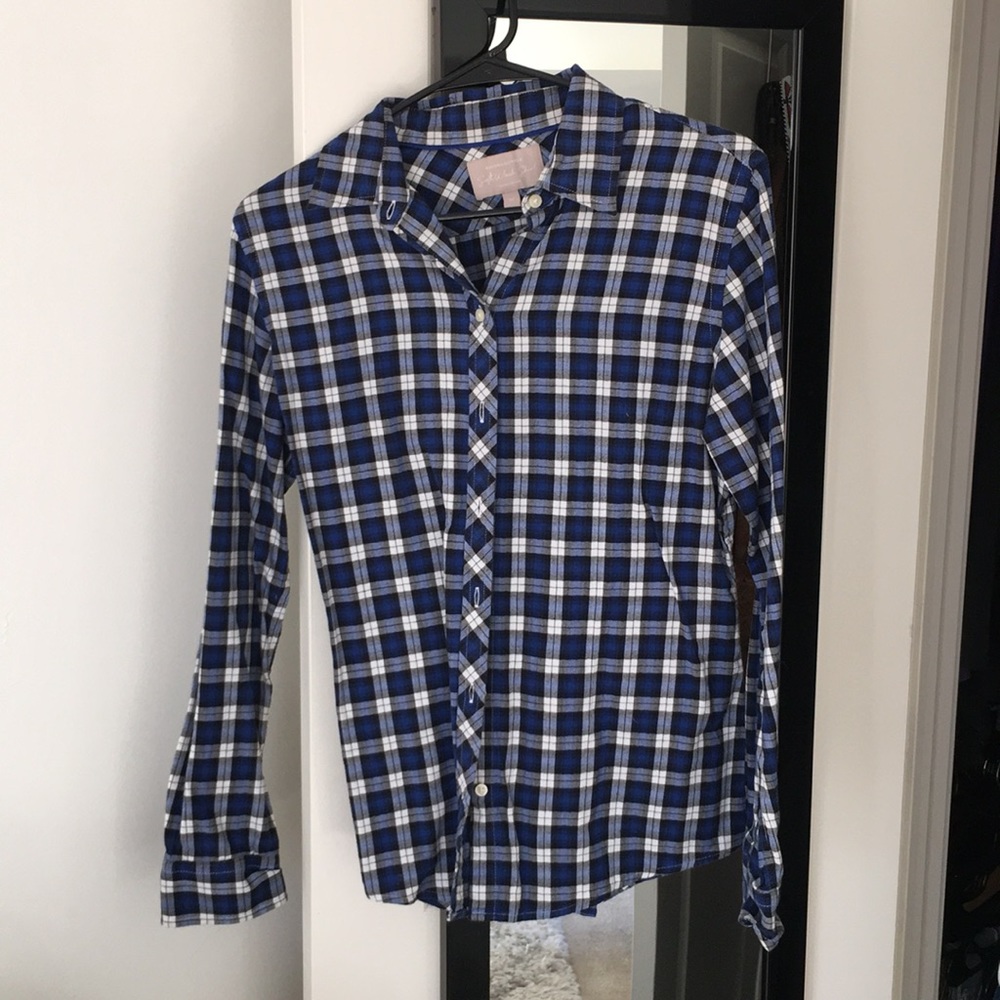 Banana Republic Soft Wash Blue Plaid Shirt
